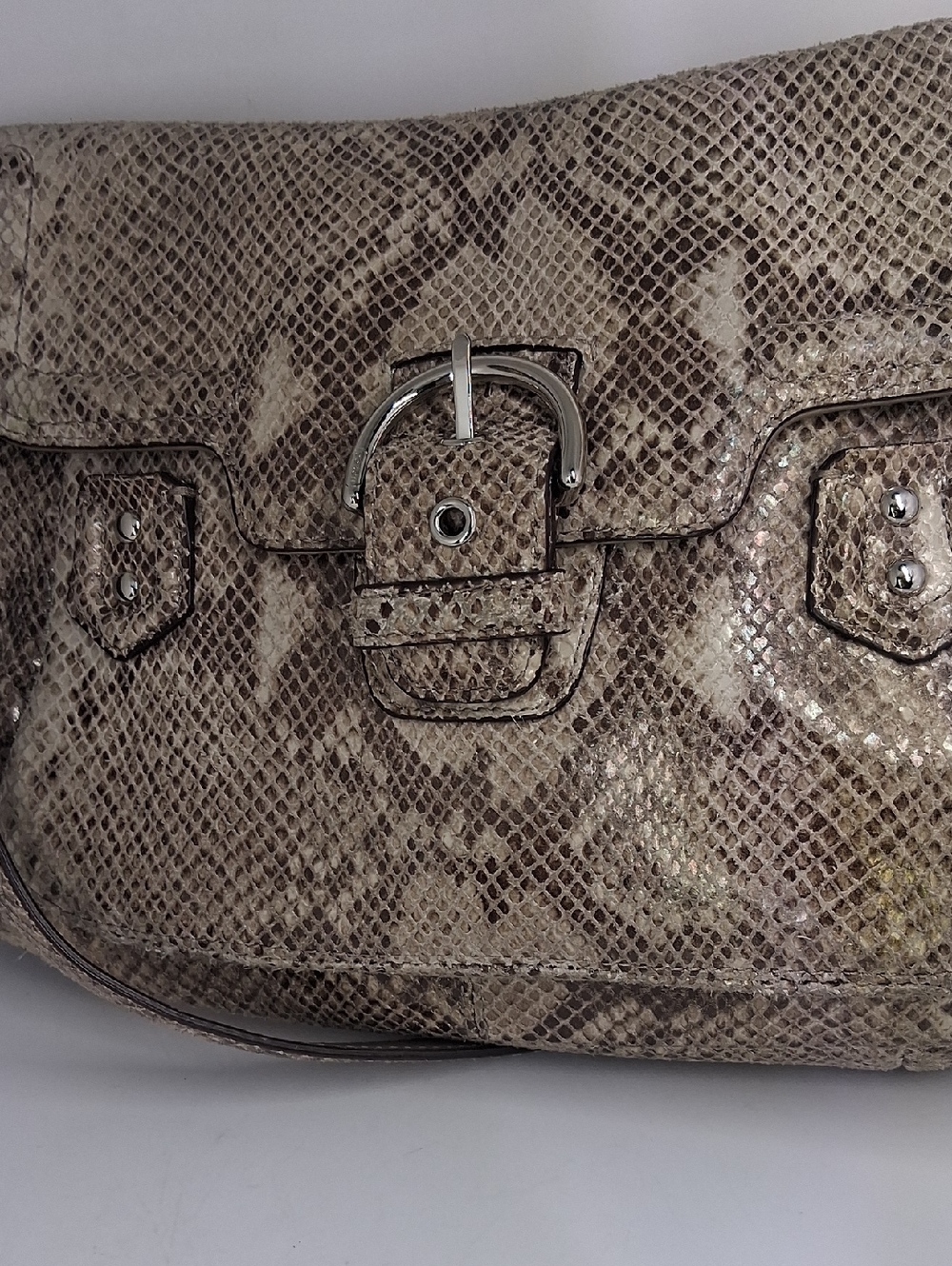 Coach Snake-Print Crossbody Bag in Taupe and Brown - Picture 2 of 7